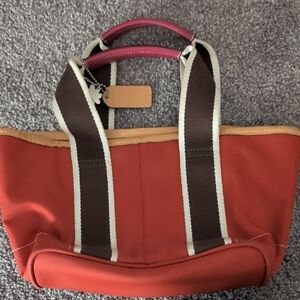 Coach Red and Tan Tote Bag